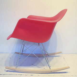 Eames-Style Red Rocking Chair