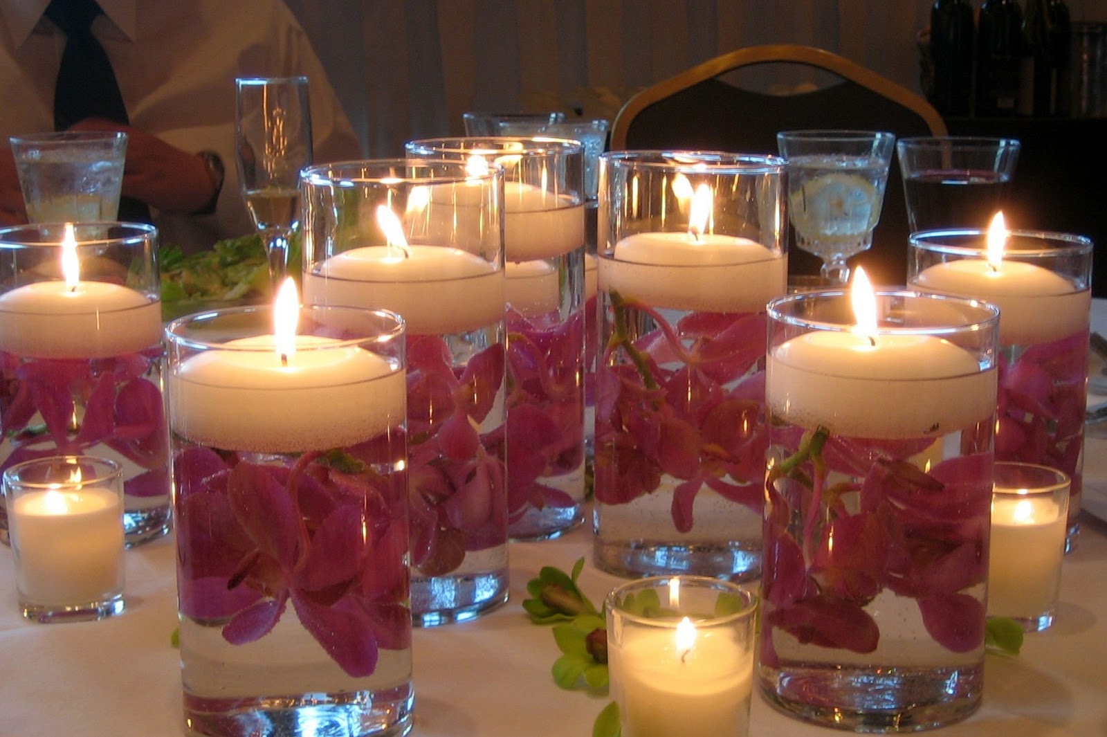 Orchids and floating candles