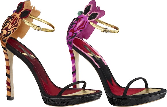 Louis Vuitton Red Suede and Patent Leather Ankle Strap Sandals