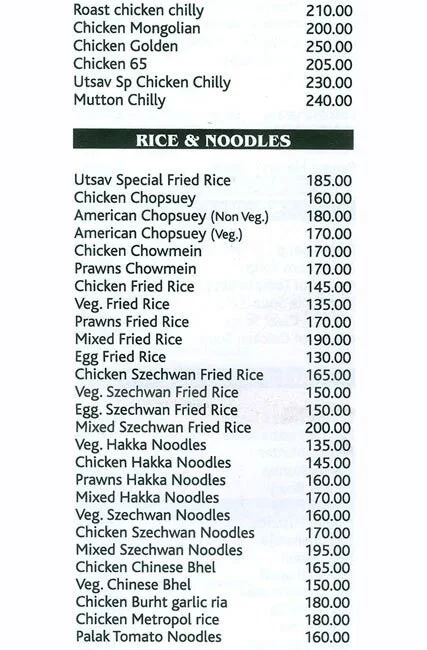 Utsav Restaurant & Bar menu 