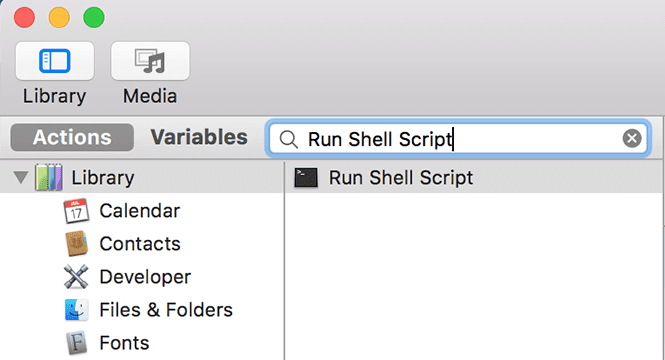 Esegui lo script della shell nella finestra Azioni