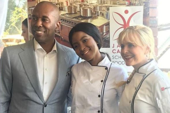 Moses Tembe with his late daughter Anele and her mentor Jackie Cameron. File photo.