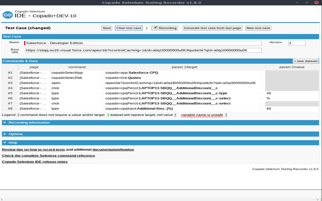 Copado Selenium Recorder chrome extension