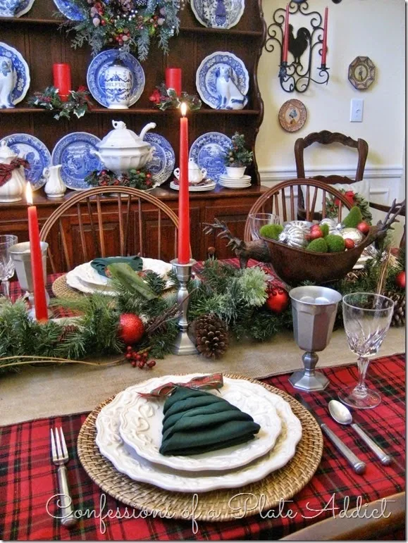 CONFESSIONS OF A PLATE ADDICT Pewter and Plaid Christmas Tablescape