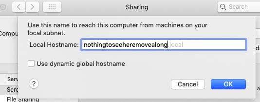 สร้างหน้าต่างการแชร์กับ Local Hostname "nothingtoseeheremovealong" แล้ว