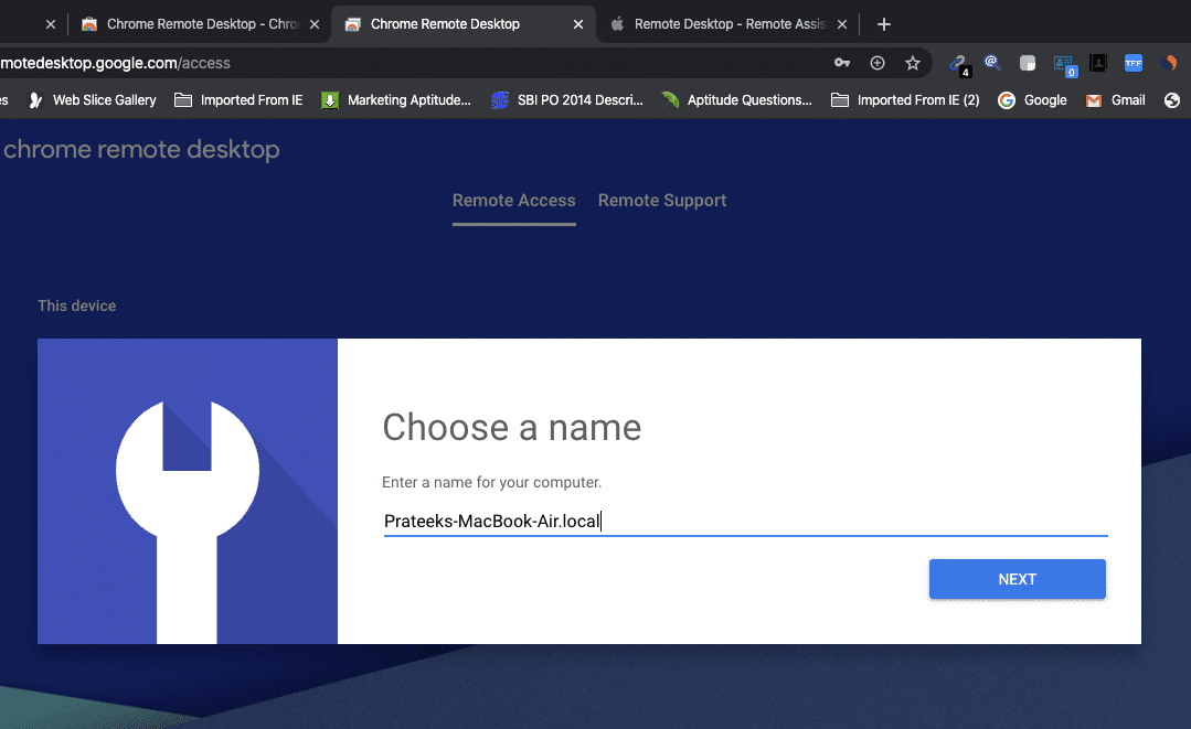 В разделе «Удаленный доступ» введите имя, которое вы хотите установить для своего компьютера.