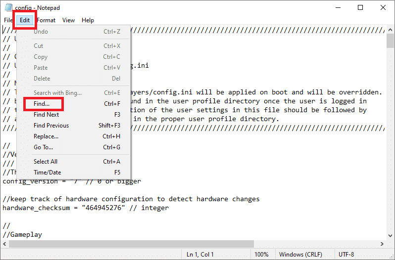 Ctrl + Fキーを同時に押して検索ボックスを開くか、上部の[編集]をクリックして[検索]オプションを選択します