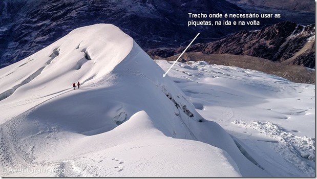 Descida do Huayna Potosi - trecho com piquetas