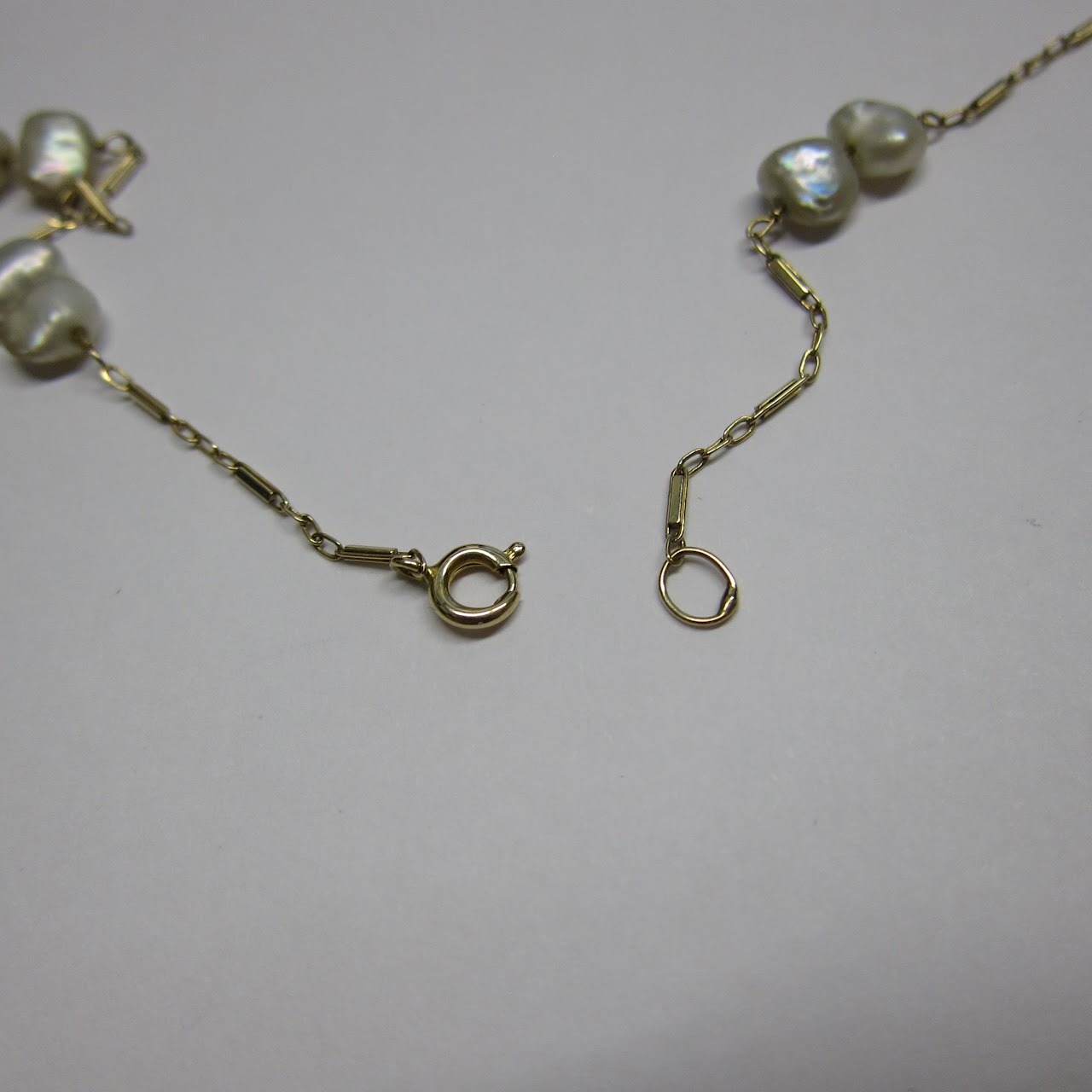 14 K Gold & Seed Pearl Necklace (Long)