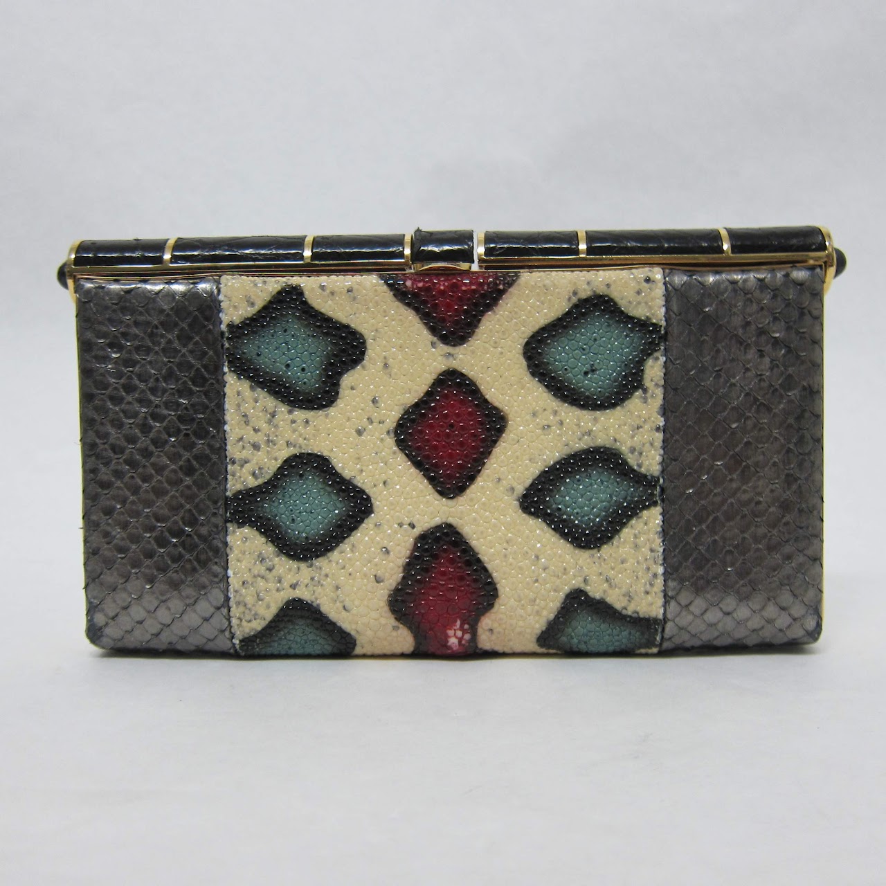 Zagliani Shagreen & Python Faye Clutch