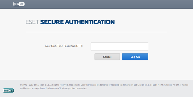 ESET Secure Authentication-webpagina in webtoepassingen