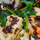 spicy chinese tofu during Halloween at Climax Media in Etobicoke, Ontario, Canada