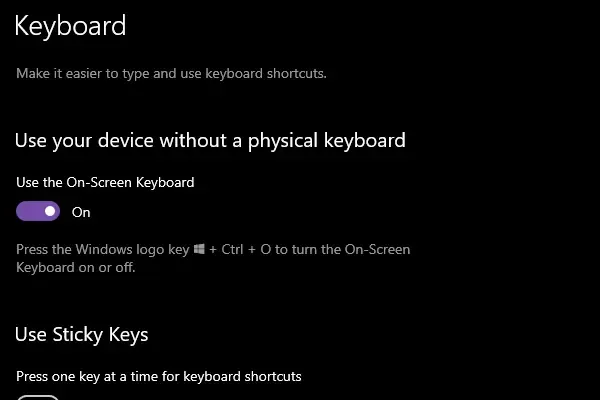 on screen keyboard windows 10