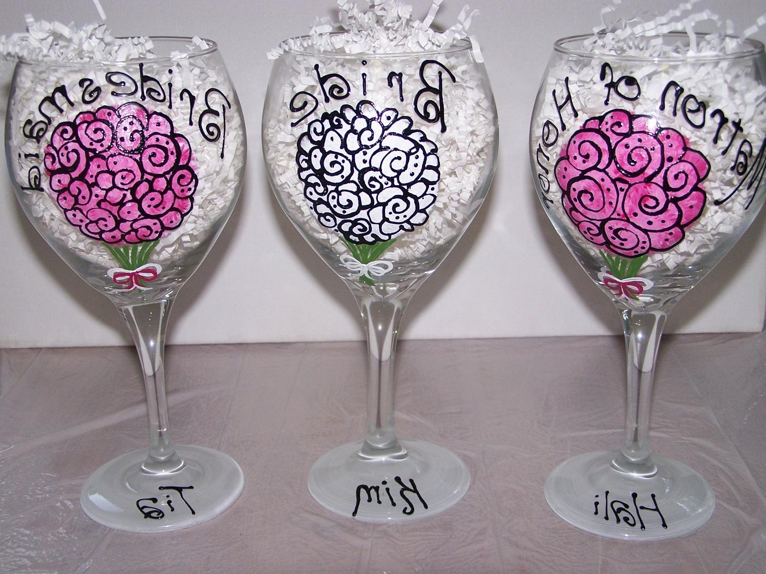 hand painted wedding wine