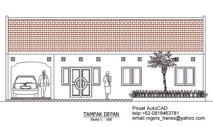 PRIVAT AutoCAD  Profesional Gambar Tampak  Depan Rumah  