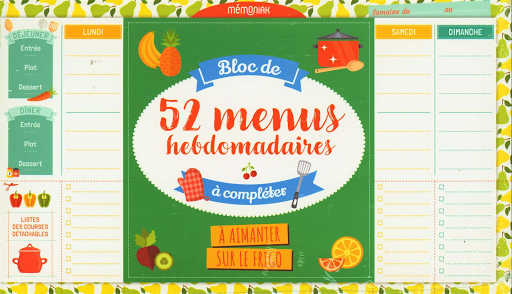 Bloc-notes frigo « Qu'est-ce qu'on mange ? » menus de la semaine