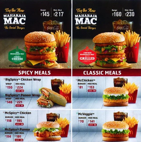 McDonald's menu 