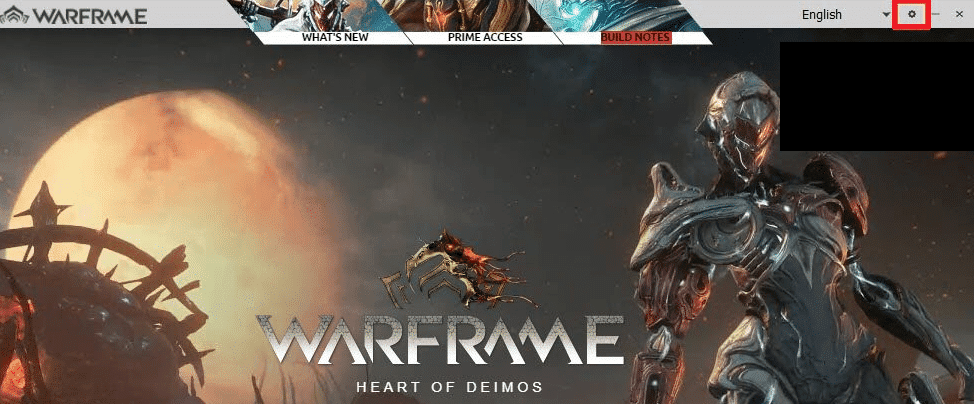 เปิด Warframe และคลิกที่ไอคอนการตั้งค่าที่มุมบนขวา