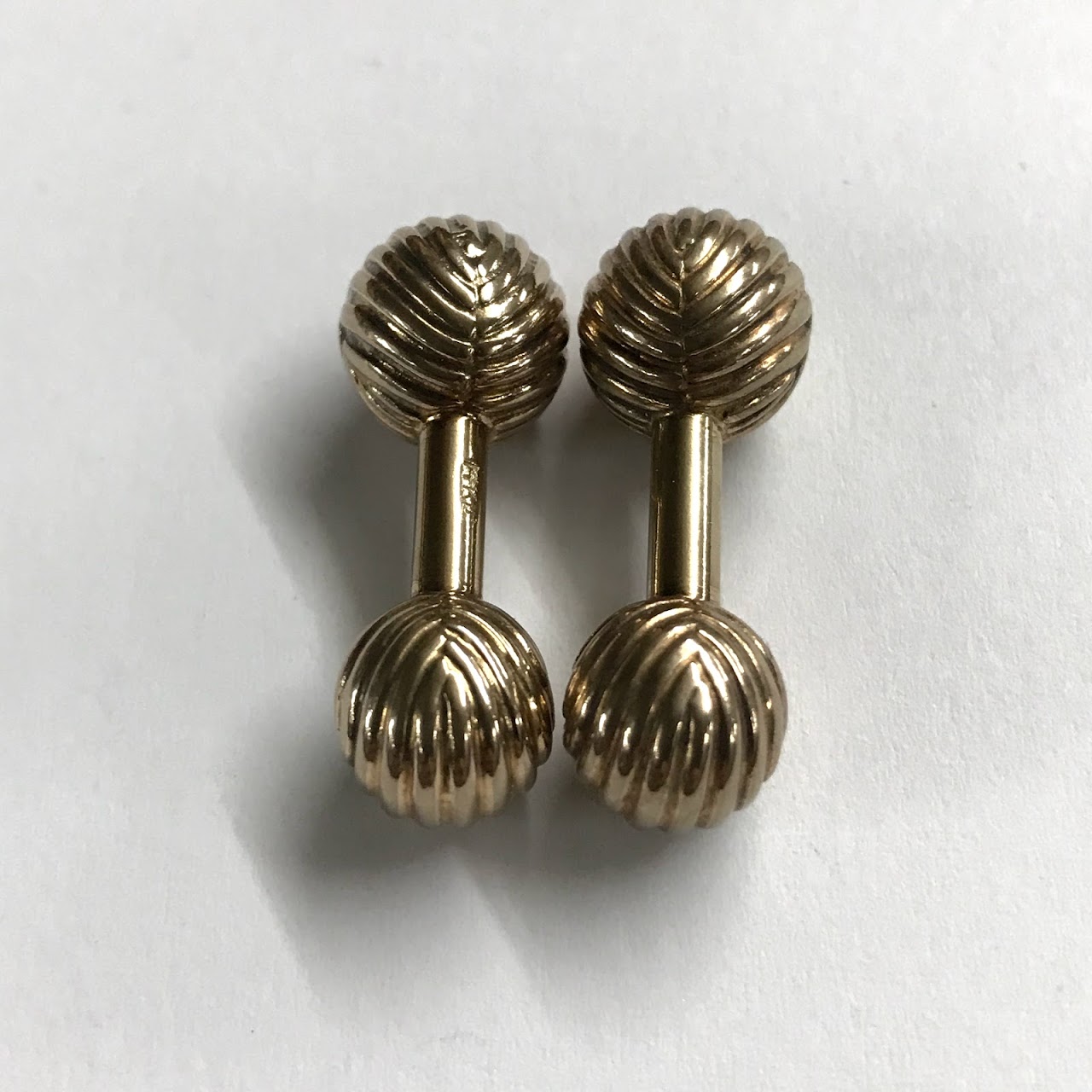 14K Gold Barbell Cufflinks