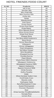 Hotel Friends Food Court menu 1