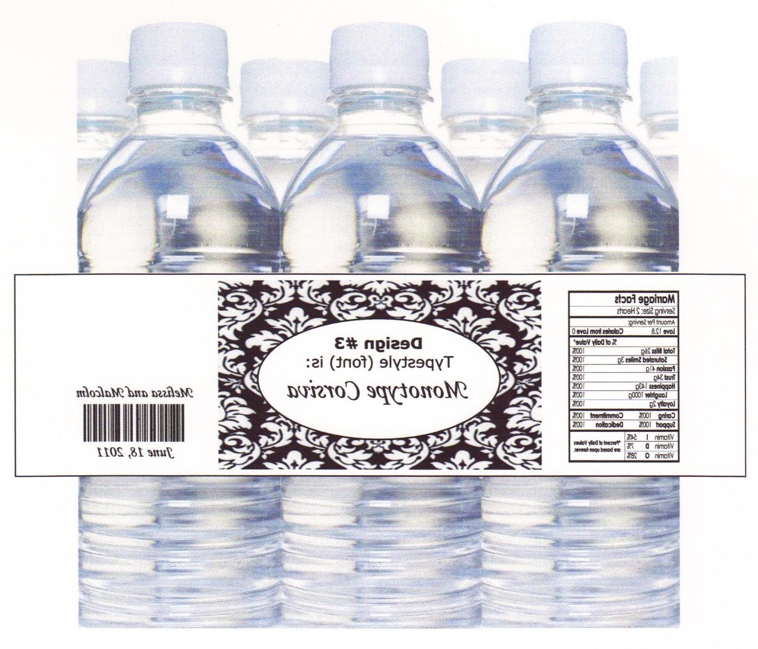 200 Water Bottle Labels - Custom DAMASK Wedding -  45 cents each 