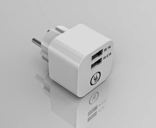  Yubi Power Travel 5V 3.1A Dual USB Schuko Wall Charger Type E/F for Germany, France, Europe, Russia  &  more - White