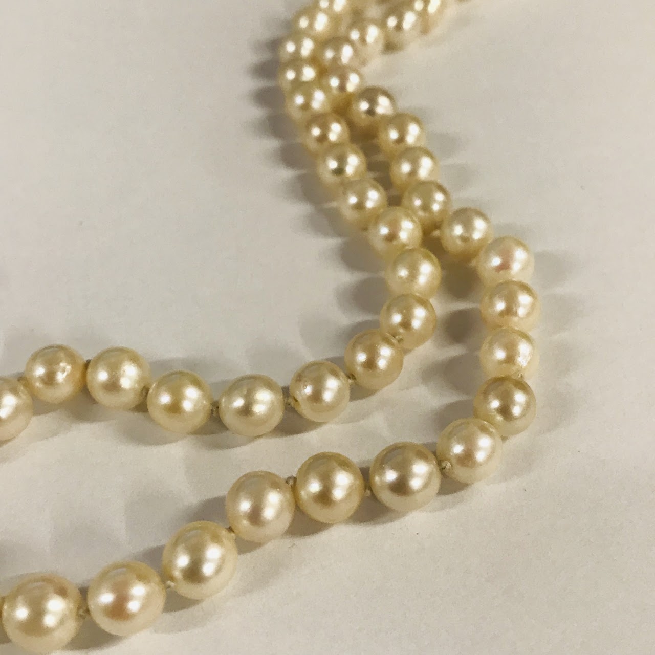 18K Gold and Double Strand Pearl Necklace