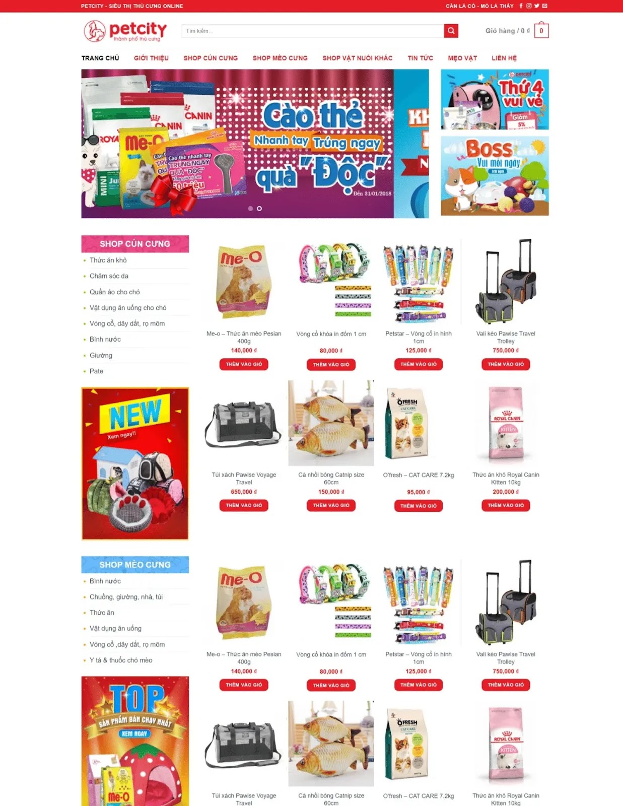 Thiết kế website shop thực phẩm thú cưng (VSM140)
