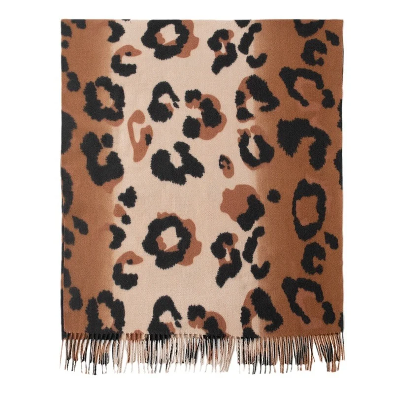 Sciarpa da donna con stampa leopardata in cashmere artificiale elegante scialle ad alto senso