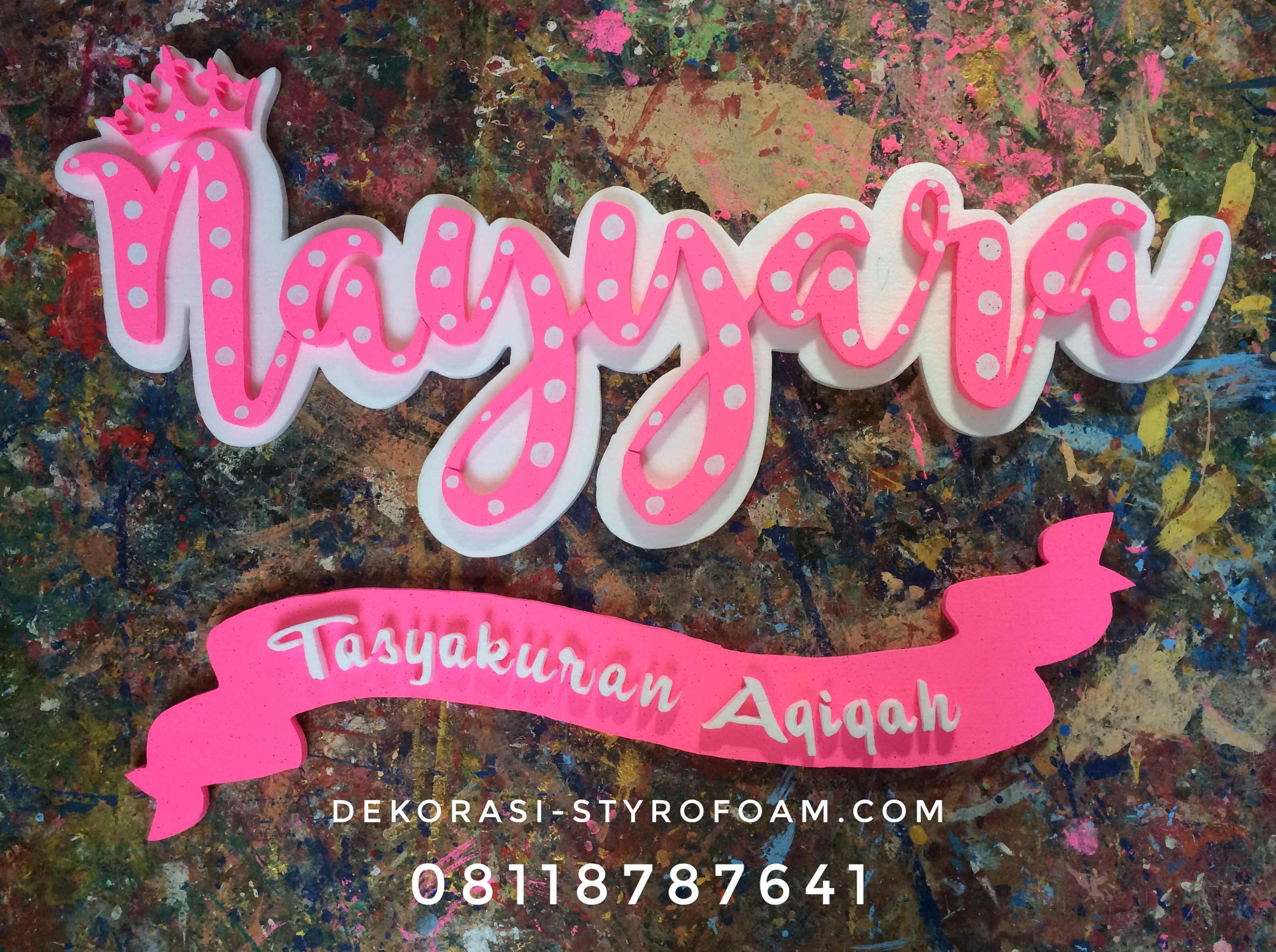 nama untuk dekorasi aqiqah styrofoam aqiqah