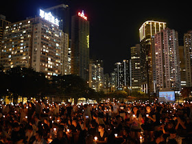 2016 vigil in Victoria Park, Hong Kong, commemorating the anniversary of the Tiananmen Square crackdown