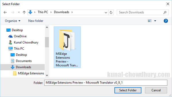 Windows 10 - Microsoft Edge - Load Extensions to Microsoft Edge (www.kunal-chowdhury.com)