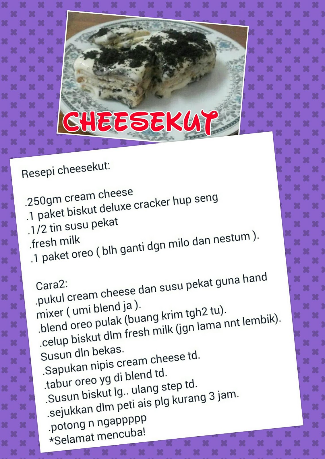 Blog Ummi Maisarah & Hana: Cheesekut Milo Nestum