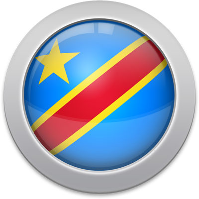 Congolese flag icon with a silver frame