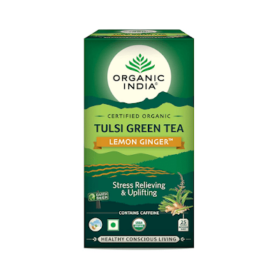 Organic India Tulsi Green Tea Lemon Ginger - 45 gm