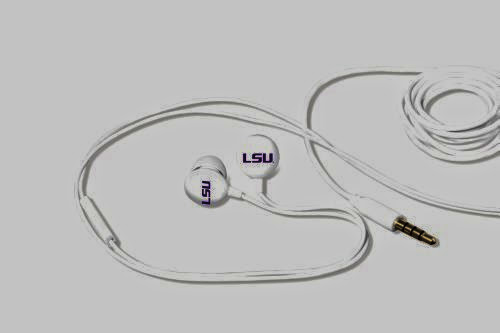  Tribeca Gear FVA6401 Earbuds with Microphone, Louisiana State University - 1 Count - Retail Packaging - White