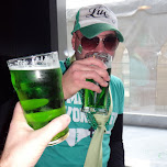 green beer cheers on saint patricks day in Toronto, Canada 