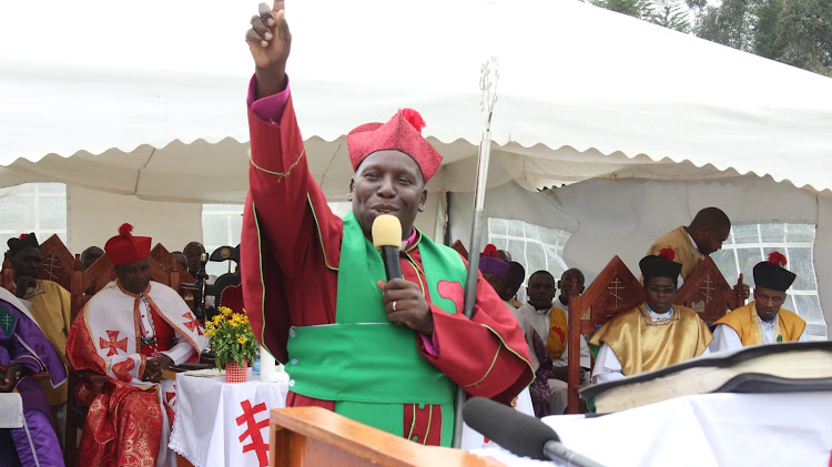 AIPCA Archbishop Fredrick Wang'ombe at Engineer cathedral on Sunday, June 16