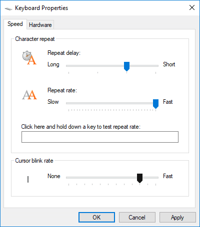 En Tasa de parpadeo del cursor, ajuste el control deslizante para la tasa de parpadeo que desee |  3 formas de cambiar el grosor del cursor en Windows 10