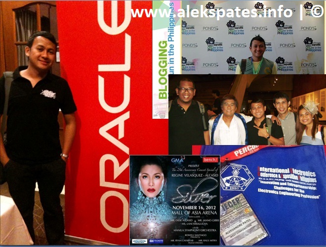 Flashback 2012, My self review 2012, West Idol, Mr. and Mrs. A – Regine Velasquez-Alcasid and Ogie Alcasid’s Valentines Concert, Dulaang La Salle Araneta Ensemble (DLSAE), A is E for Laila, Mama’s 60th birthday, West EIT Corporation Team Building at Padi sa Morong, Bataan, Oracle Day 2012 at The Peninsula Manila Hotel, North Korea’s test rocket launch, Visita Iglesia, Ayreen and Mac-mac’s wedding, First family vacation trip at Puerto Princesa, Palawan,  Puerto Princesa Underground River Oracle Developer Day 2012 at the Crowne Plaza Hotel, PA Circa 2001-2007 Reunites, Dolphy - the King of Philippine Comedy deceased, SIM Committee - The Dark Knight Rises, Philippines’ monsoon tragedy, The Ideal Packaging, Team Philippines (Smart Gilas) Champion during the 34th William Jones’ Cup, TheUnspoken acoustic band, Lynette’s Birthday held in Los Banos Laguna, Road tripping Tagaytay and Alabang Town Center, 125 birthday greetings in facebook, Kojie.san Men product launching at Seventh High, Bonifacio High Street, 1st wedding gig of my acoustic band TheUnspoken at Oasis Pavilion - Iren and Carlo Chuawee’s wedding, 4th National Theatre Festival at the CCP Complex, Rody Vera, IECEP’s Annual General Membership meeting 2012 at the Philippine Trade and Training Center, Oracle event 2012 at Intercontinental Hotel, Blogopolis 2012, Nuffnang Philippines at Makati ShangriLa Hotel, Frontrow Enterprise. I joined because their products, Anti-Oxidants and Supplements speak for its results, Regine Velasquez-Alcasid lost her voice during her Silver concert at the MOA Arena, TheUnspoken was so blessed to have another gig at Vivere Hotel, Alabang, Atty. Noli Panganiban at his 75th Birthday, 8 Metro Manila Filmfest movies namely, One More Try, Si Agimat, and Sisterakas, New Year 2013 with only three of us in our home: my Mama and Daddy
