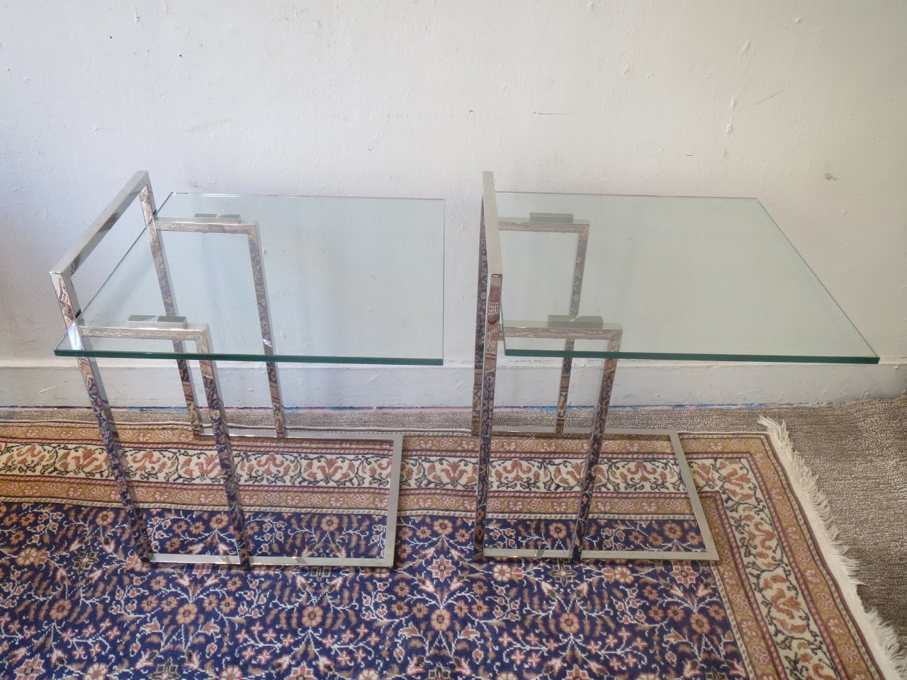 Glass Chrome Side Tables