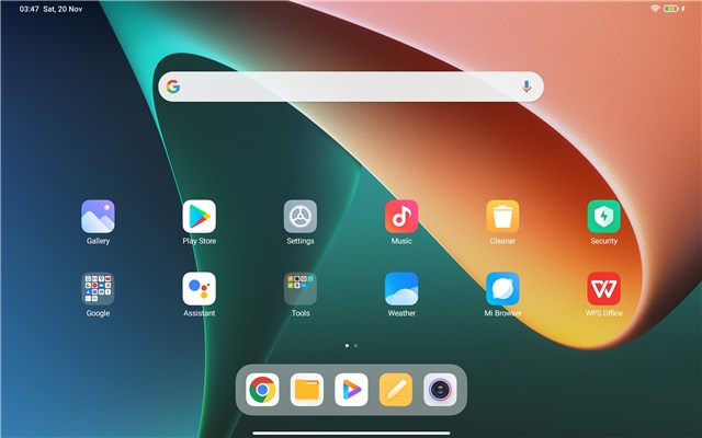 La schermata iniziale dello Xiaomi Pad 5