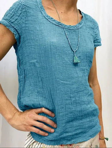 Title 7, Womens T Shirt Cotton Double Layer Crepe Fashi...