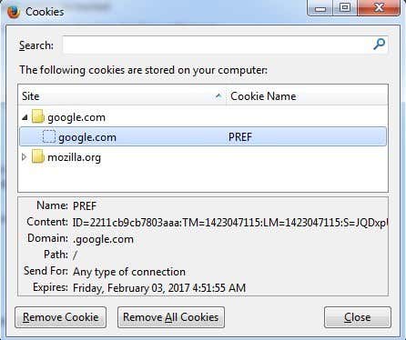 FirefoxのCookie