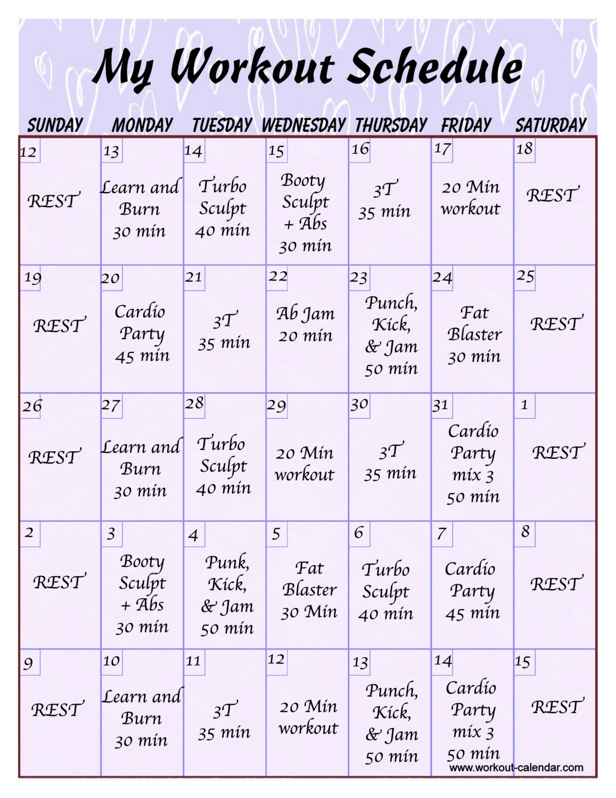 5 Day A Week Cardio And Strength Workout Cardio Workout Routine