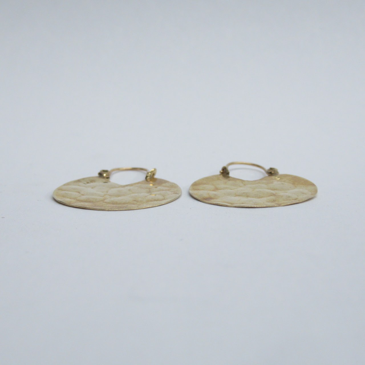 14K Gold Hammered Disc Earrings