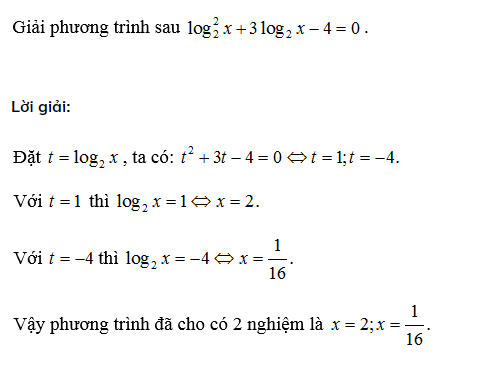 Ví dụ phương pháp giải phương trình logarit 