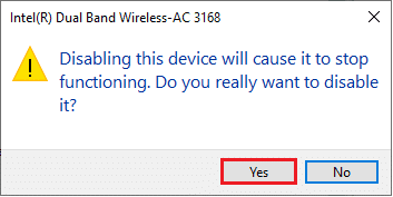 次に、[はい]をクリックして、以下のプロンプトを確認します。 修正MicrosoftEdgeで接続が中断されました