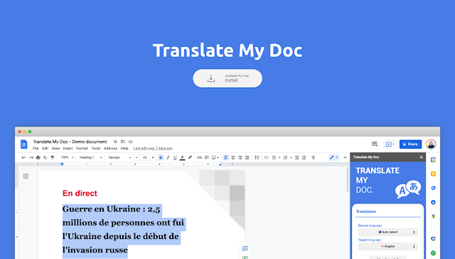 Screenshot of Translate My Doc