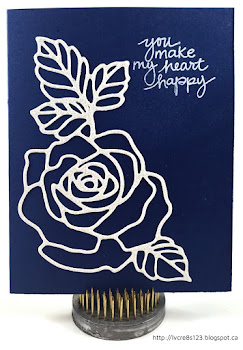 Linda Vich Creates: I Never Promised You A Rose Garden, Or Did I? A Dazzling Diamonds Rose Garden die cut adorns the front of a Night of Navy card.